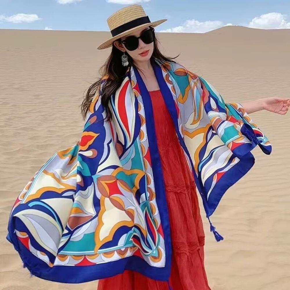 Chaka Salt Lake Great Northwest Tourism Ethnic Style Scarf Silk Scarf Women'S Summer Seaside Beach Shawl Sunscreen Thin