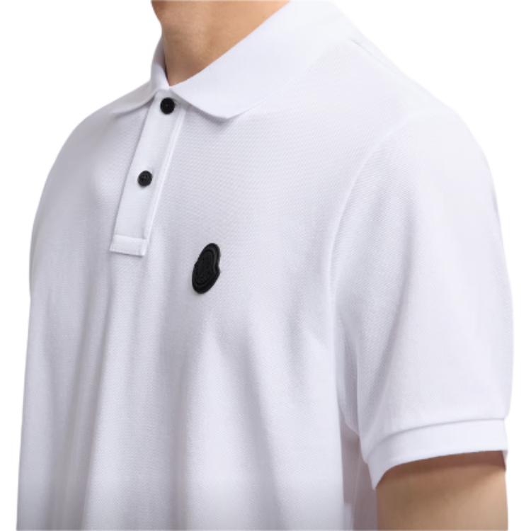 Moncler Logo Patch Cotton Piquet Polo Shirt Men Polo Shirts White K2-091-8A00012-84556-001