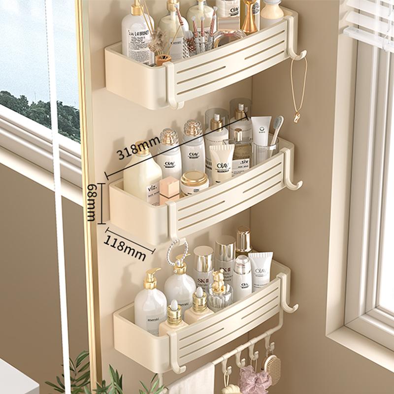 No Drill Multifunctional Organizer Shelf Adhesive Storage Shelf Large Wall Hanging Organizers Shower Shampoo Rack For Bathroom