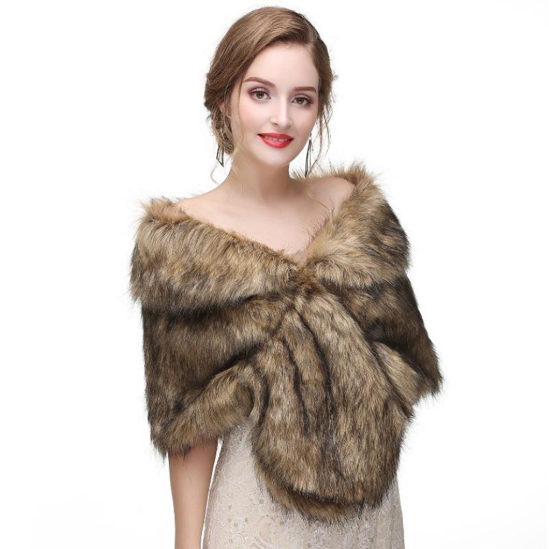 

Женская зимняя теплая повседневная модная шаль с откидным воротником, универсальная накидка из искусственного меха кролика One size