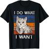 Funny Cat Flipping Off Middle Finger I Do What I Want Retro Men Women T-Shirt