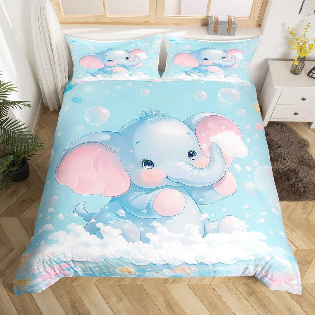Elephant Duvet Cover Full Queen Size Wild Animal Bedding Set for Boys Girls Bedroom Dorm Decor Nature Wildlife Comforter Cover