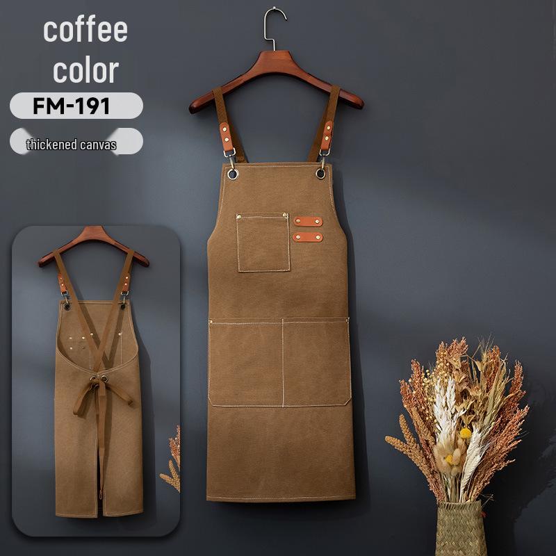 Thickened Custom Cotton Apron: Dirt-Resistant, Waterproof & Oil-Proof Kitchen Canvas