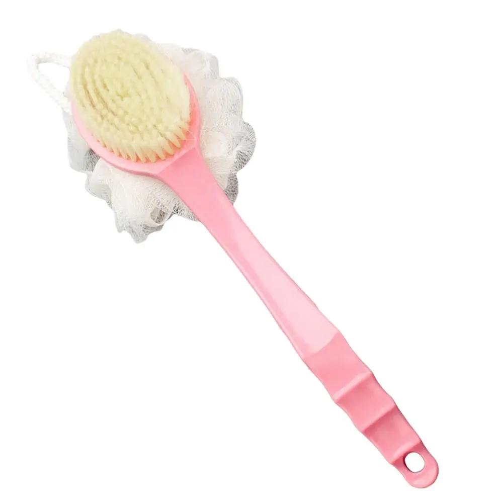 2-in-1 Double-sided Bath Brush with Gentle Long Handle for Body Cleaning, Shower Soft Hair Exfoliating, Shower Brush