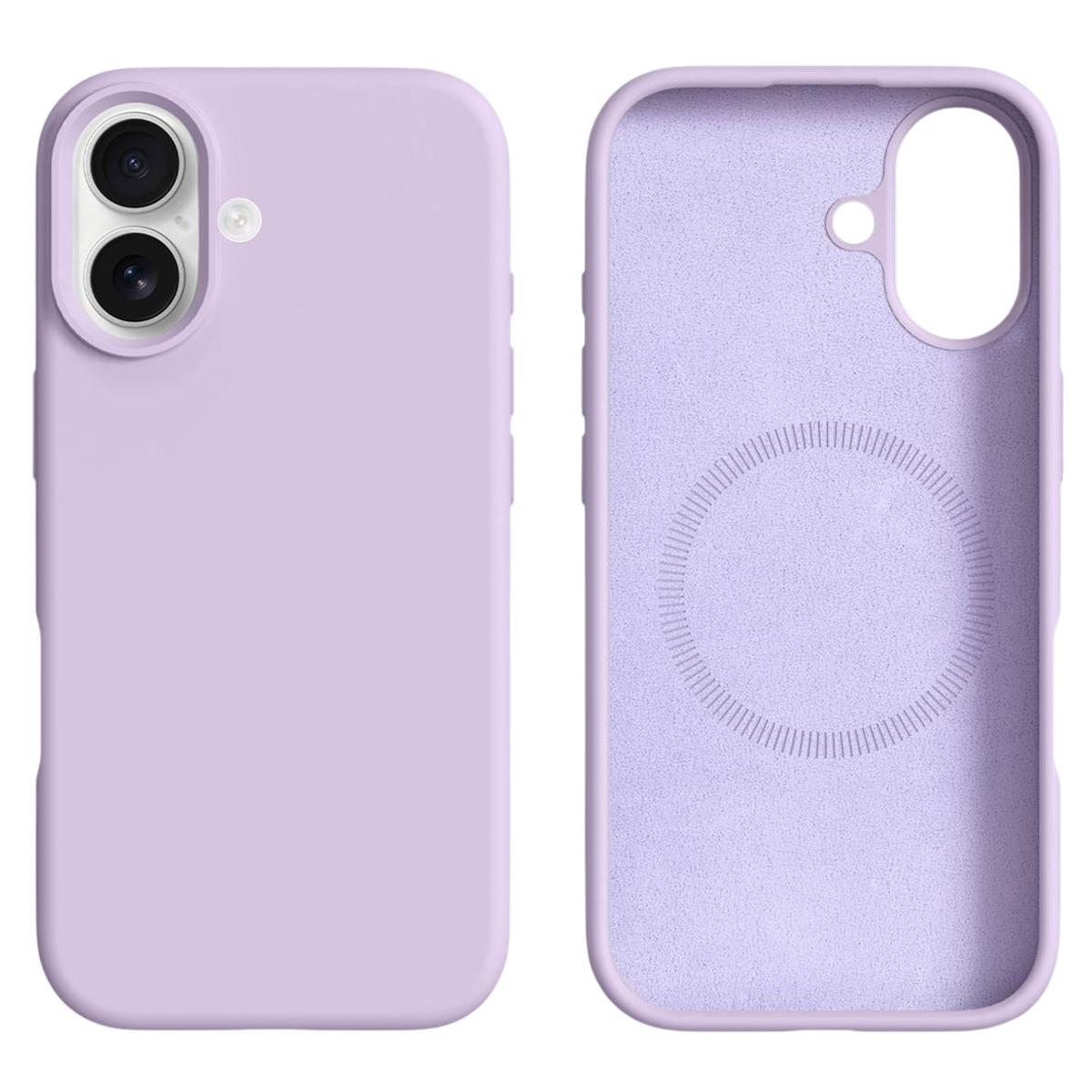 

Чехол для iPhone 16, совместимый с MagSafe, жидкий силикон+ПК, чехол для телефона Light Purple