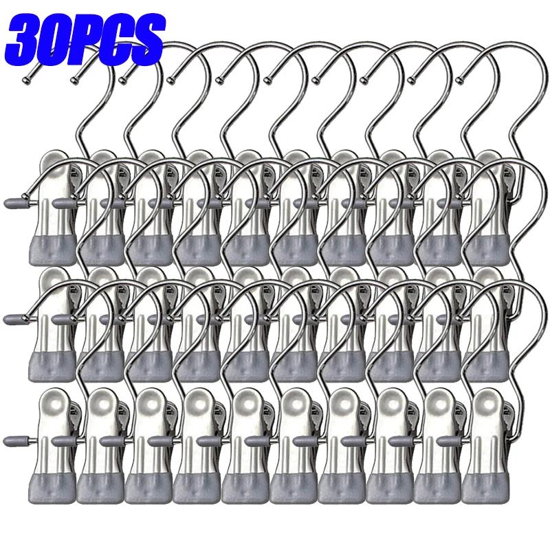 5-30pcs Stainless Steel Clothespins Laundry Clothes Pegs Hook Portable Hanging Clothes Clip Wardrobe Clothes Organizer Hanger