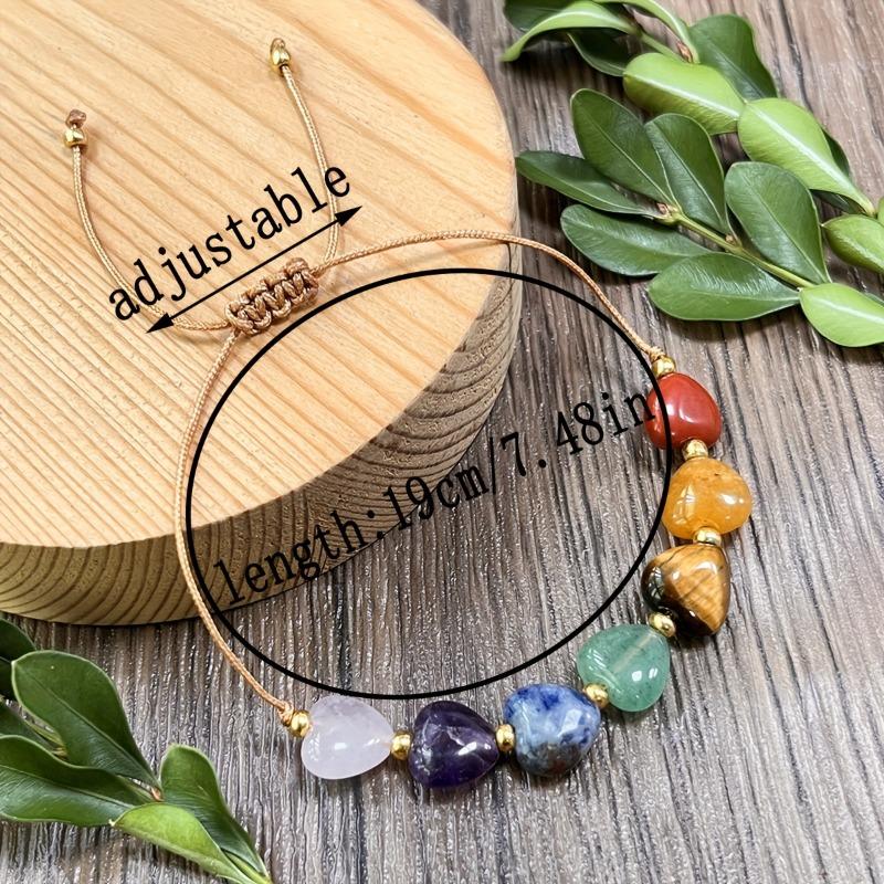 Bohemianový tkaný náramek se 7 čakrami a srdcem, pro všímavost, dárek na Valentýna, Den matek, pro každodenní nošení i zvláštní příležitosti