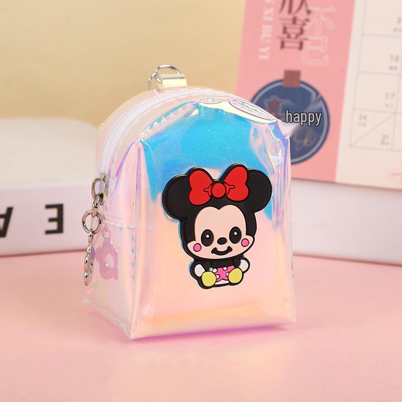 Korejský styl dívčí laserová peněženka na mince - Roztomilá mini peněženka na rtěnku, sluchátka a klíče