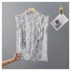 Ladies Summer French Sleeveless Top Thin Elegant Chiffon Printed Top