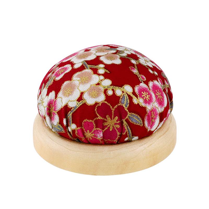 

Винтажные вышитые подушечки для булавок, полукруглые подушечки для булавок с деревянным основанием, держатель для игл для рукоделия, швейные аксессуары