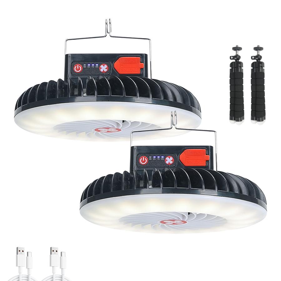 LED Camping Light USB Charging 2400mAh Fan Camping Light Hanging Tent Super Bright Lighting Travel Hiking Emergency Lantern