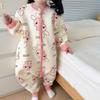 Kids Winter Warm Zipper Footed Pajamas With Cotton Padding Toddler Sleepwear Ages 1-5 Years