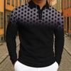Herren Geometrisches Golf Polo Langarm Poloshirts Athleisure Tägliche Kleidung 3D Drucke Atmungsaktiv Knöpfe Oberteile 2025 Herbst Winter