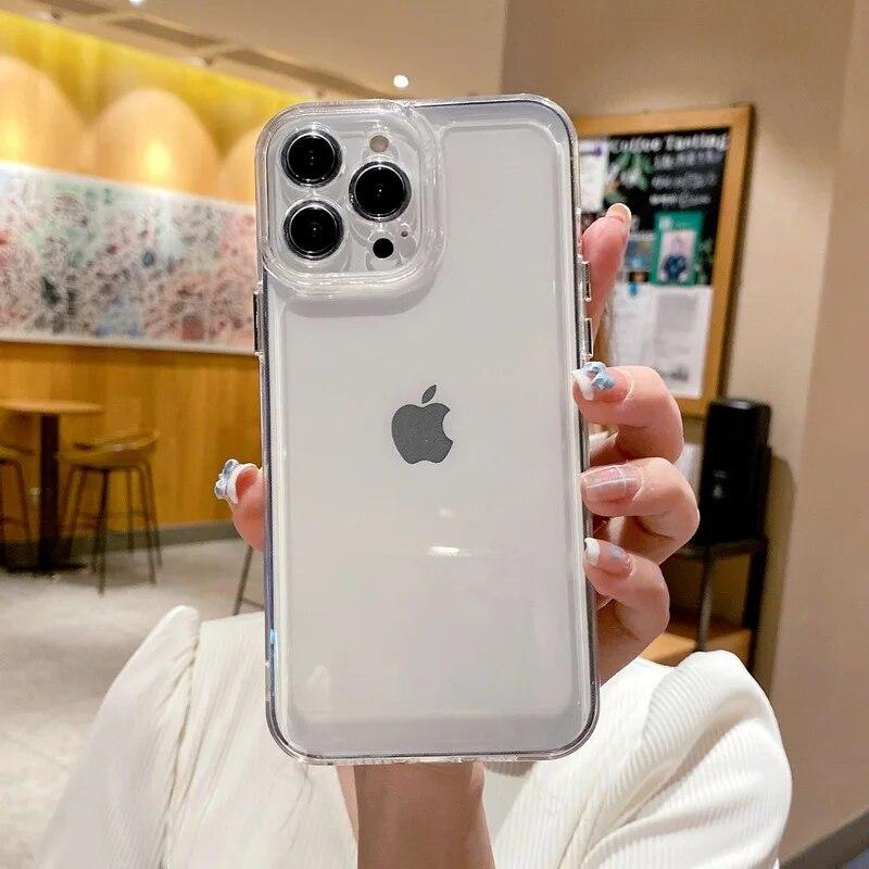 Luxuriöse transparente Hülle für iPhone 17 13 14 15 16 Pro Max 12 11 Xs X XR 7 8 SE 2022 Coque Stoßfester Bumper Klar Weiche Silikonhülle Fundas