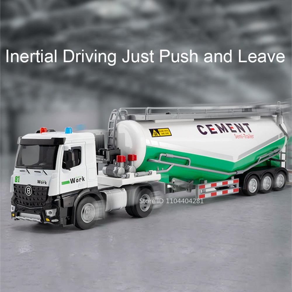 1:18 Extended Dust Transport Vehicles Rescue Car Model Diecast Alloy Toys Doors Opened With Sound Light Truck Children's Fun Toy