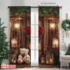 2pcs 2D Flat Printing Merry Christmas Popular Window Curtains Red Rose Wood 0 Fabric Without Electricity Festive Wall Decor for