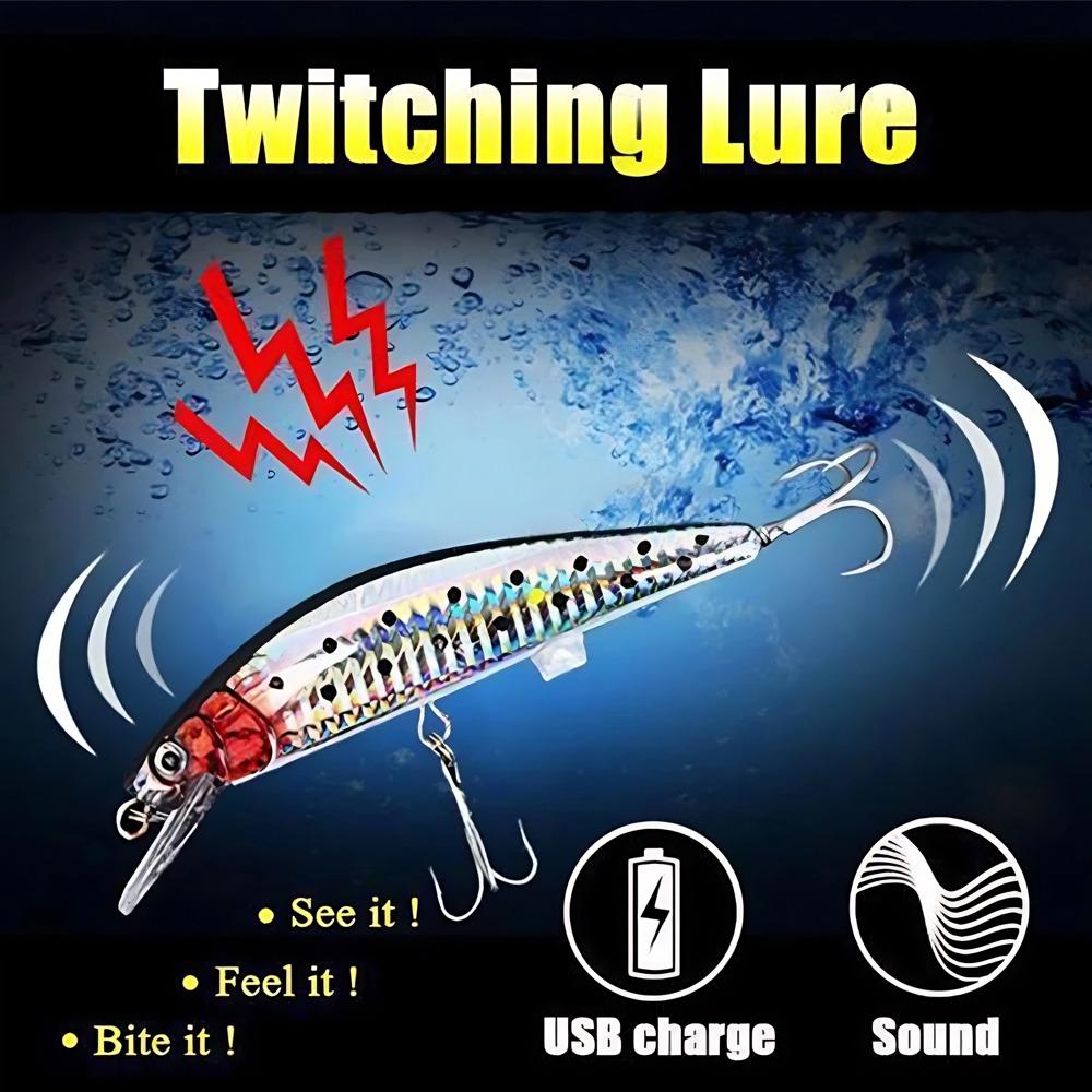 Esche Elettroniche Ricaricabili USB per Pesca Elettronica Esca Elettronica per Pesca in Mare Esca Artificiale Vibrante Amo Triplo Esca per Ghiaccio Invernale Esca Dura per Acqua Salata