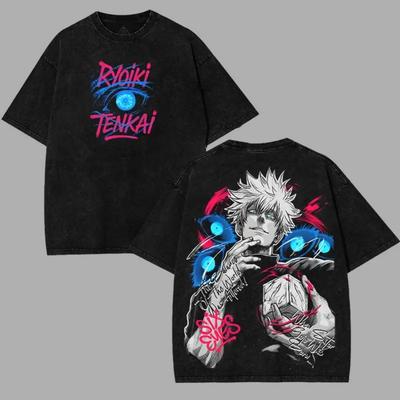 Gojo Satoru Jujutsu Kaisen Camiseta Hombres Mujeres Camiseta Camiseta de Algodón Lavado Ropa Verano Manga Corta