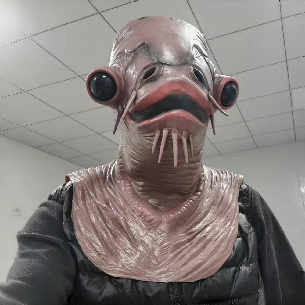 Horror Catfish Latex Mask Novelty Fish Head Cosplay Prop for Halloween Masquerade Party Monster Costume Accessory