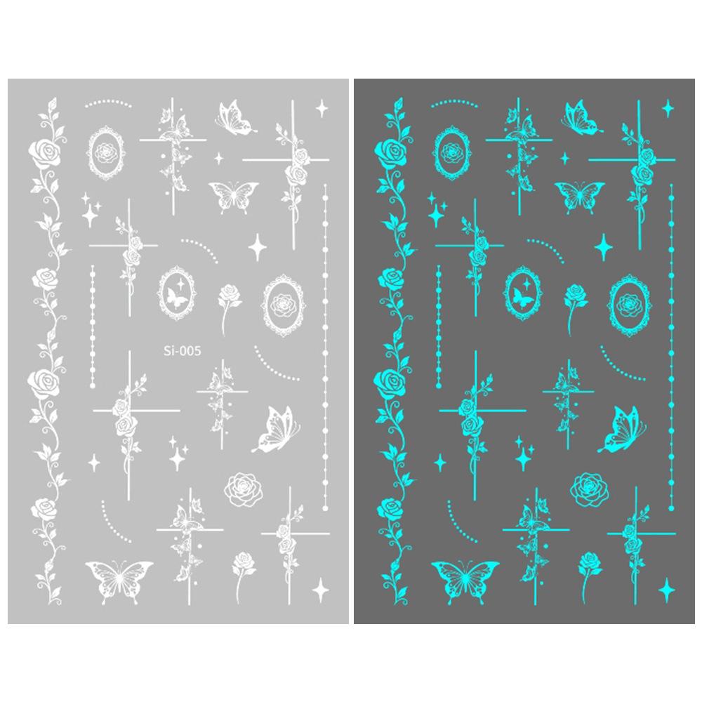 2026 Luminous Green & Blue Nail Stickers for Professional Salons - White-Enhancing Style