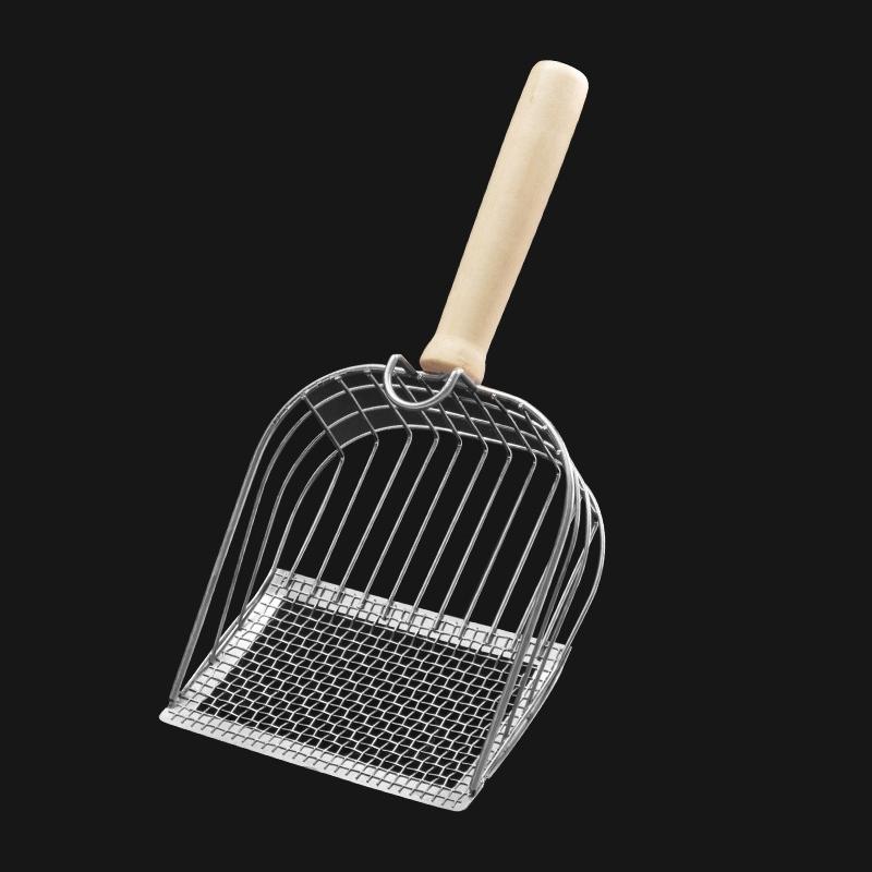 Cat Litter Shovel Stainless Steel Wooden Handle Easy To Rust Washable Kitten Litter Scoop Cats Toilet Cleaning Shovel Tool