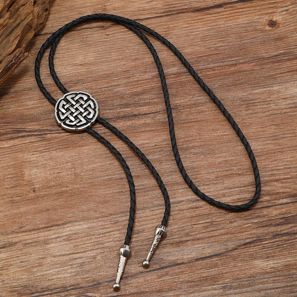 3 Stück Kunstleder Bolo Krawatte Westlicher Blumenstein Anhänger Cowboy Hemd Kette Kragen Krawatte Lederseil Schmuck Halskette