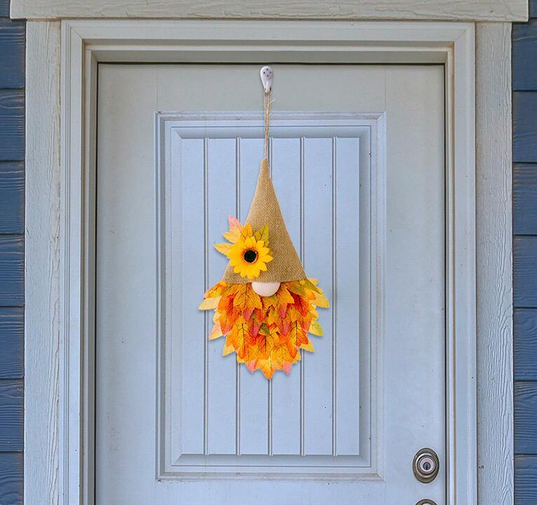 Maple Leaf Artificial Leaf Gnome Flower Hat Pendant Thanksgiving  Window Party Decoration Halloween Decorations