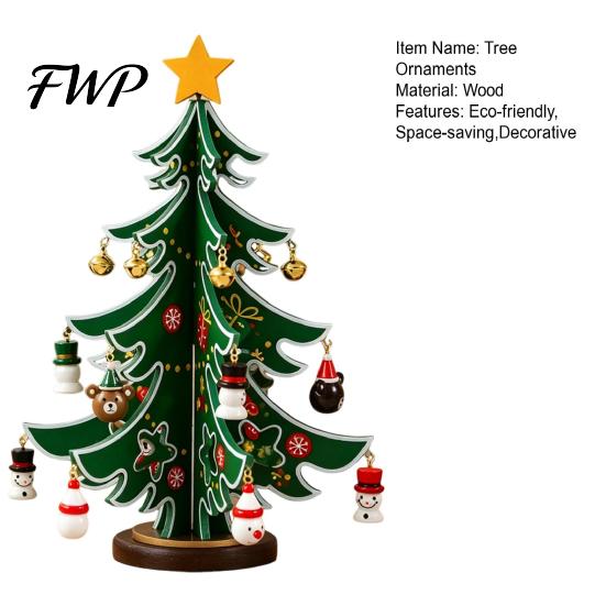 Holiday Party Table Decorations Wooden Christmas Tree Ornaments, 3D Rustic Tabletop Decor Xmas Display for Home Desk, Reusable Nordic Style