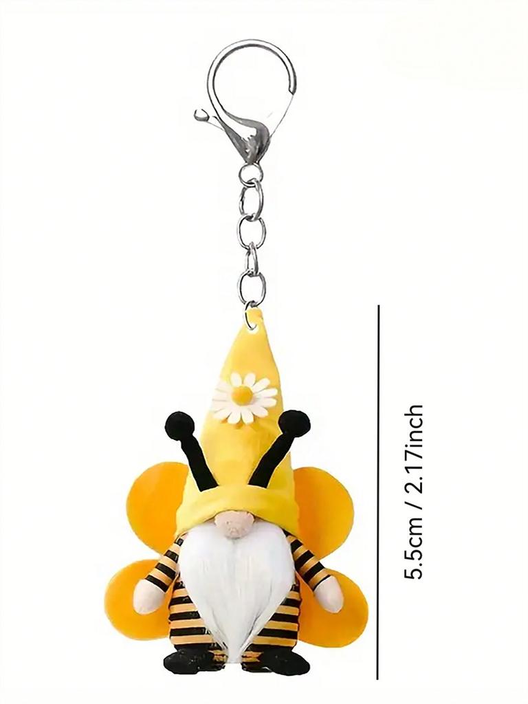 Sunflower and Grid Patterned Dwarf Themed Keychain Pendant Keychain Accessory Suitable for Wallets and Backpacks Easy To Install