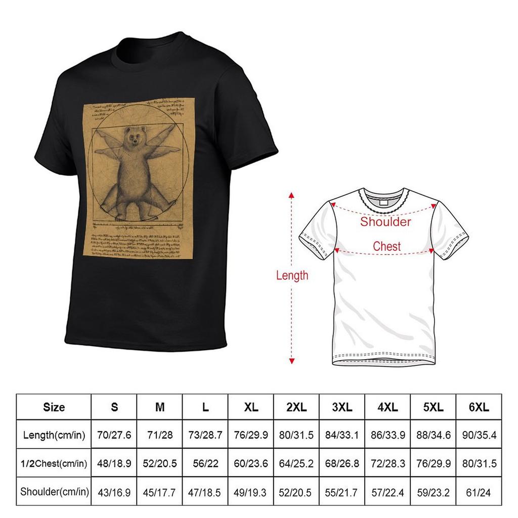 New The vitruvian bear TShirt boys t shirts Aesthetic clothing mens plain t shirts
