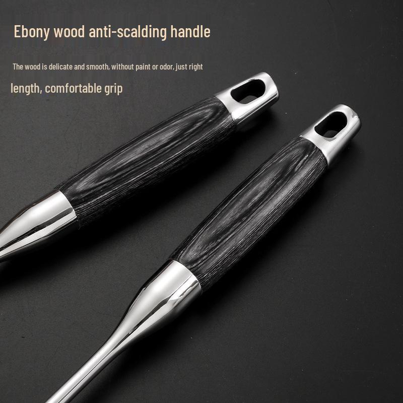 Ebony & Stainless Steel Kitchen Utensil Set with Spatula and Ladle