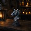 3D Printed Ancient Dragon Bust Sculpture, Realistic Scales & Spikes, One-piece Molding Decor with Multiple Colors, Compact Ornament for Living Room