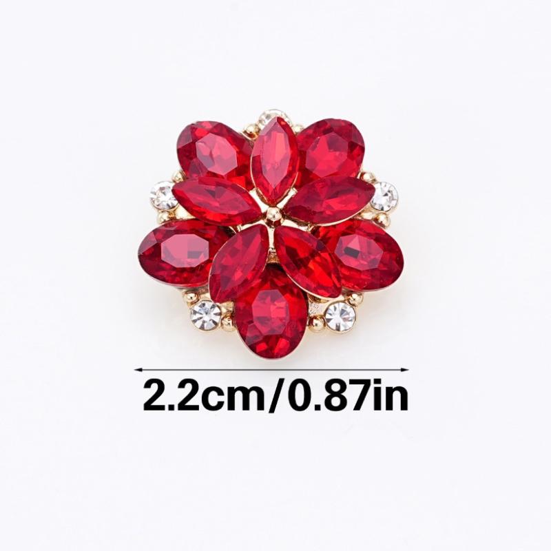 Crystal Flower Metal Alloy Buttons for Sewing DIY Decorative Button for Wool Coat Fur Coat Clothing Accessories