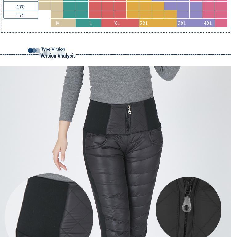Damskie ciepłe spodnie puchowe z wysokim stanem dla kobiet w średnim i starszym wieku - Lekkie, odporne na zimno, odzież sportowa na jesień i zimę