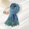 Double-Sided Solid Color Imitation Cashmere Scarf with Tassels – Cozy Korean Autumn/Winter Fashion for Students