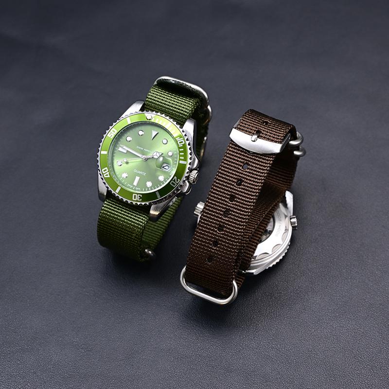 Nylon Watch Strap Replacement Strap with Silver Stainless Steel Buckle for Men's Watch 20mm/22mm/24mm Watch Bands