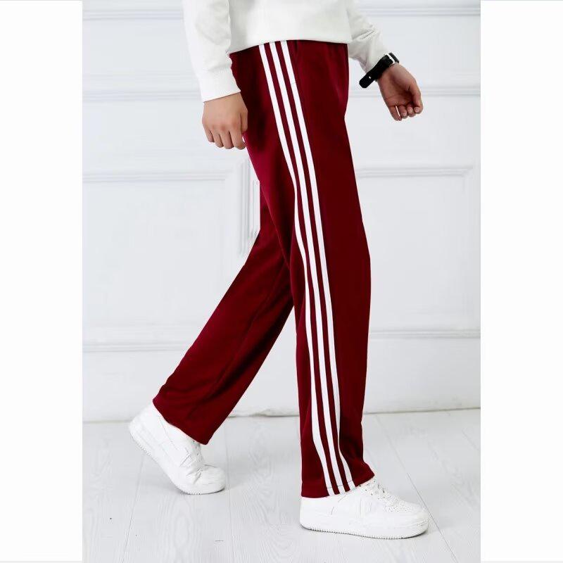 Trendiges Unisex Sportoutfit für Frühling & Herbst: Dreistreifiger Cardigan & Lange Hose Set für Paare