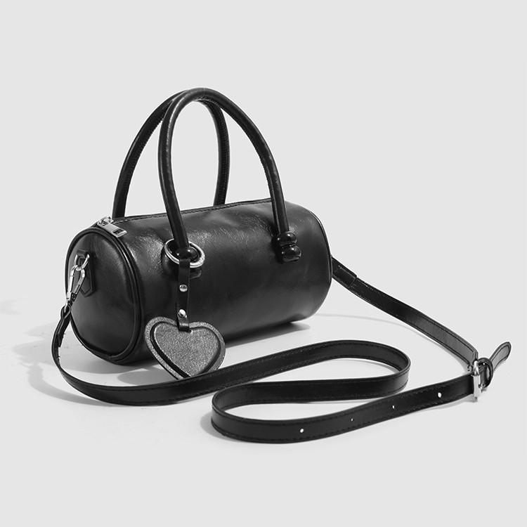 2024 New Korean Version Ins Style High-End Black Retro Bowling Handbag Fashion Versatile Crossbody Bag