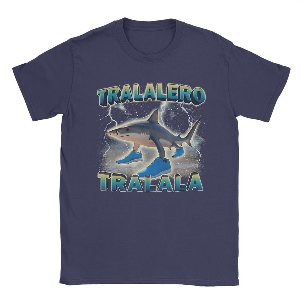 Printed Tralalero Tralala Funny Shark Meme T Shirt For Unisex  100% Cotton T-shirts Short Sleeve Clothes
