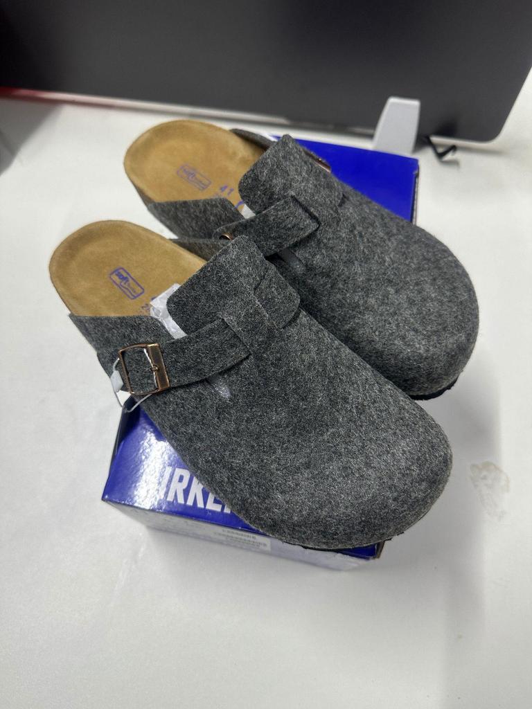 Birkenstock Genuine Leather Closed-Toe Half Slippers for Men and Women - Cork Insole, Spring/Autumn Style.