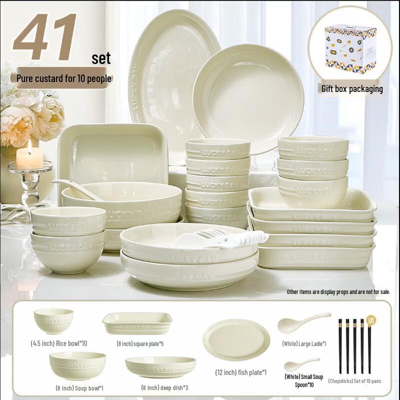 Abay 41-Piece Enamel Dinnerware Set for 10