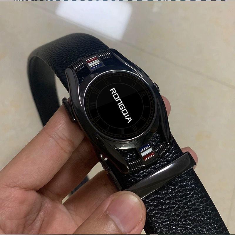 Stylish Automatic Buckle Black Belt For Young Men Casual Business Wear 105cm To 125cm