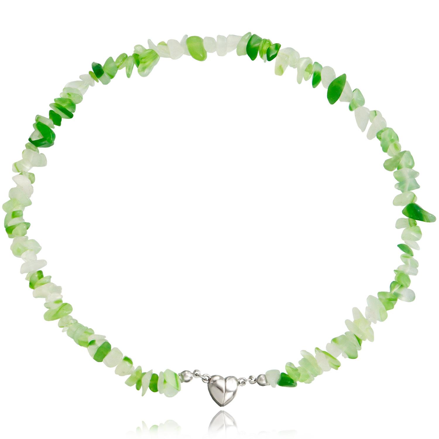 

European and American jewelry, summer jadeite green natural gravel magnet love pendant necklace women do not fade