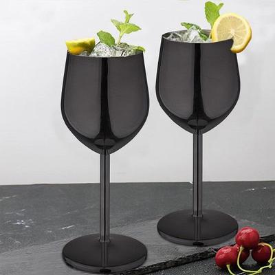 Weinkelchgläser aus Edelstahl, schwarz vernickelt, matt, 2er-Set