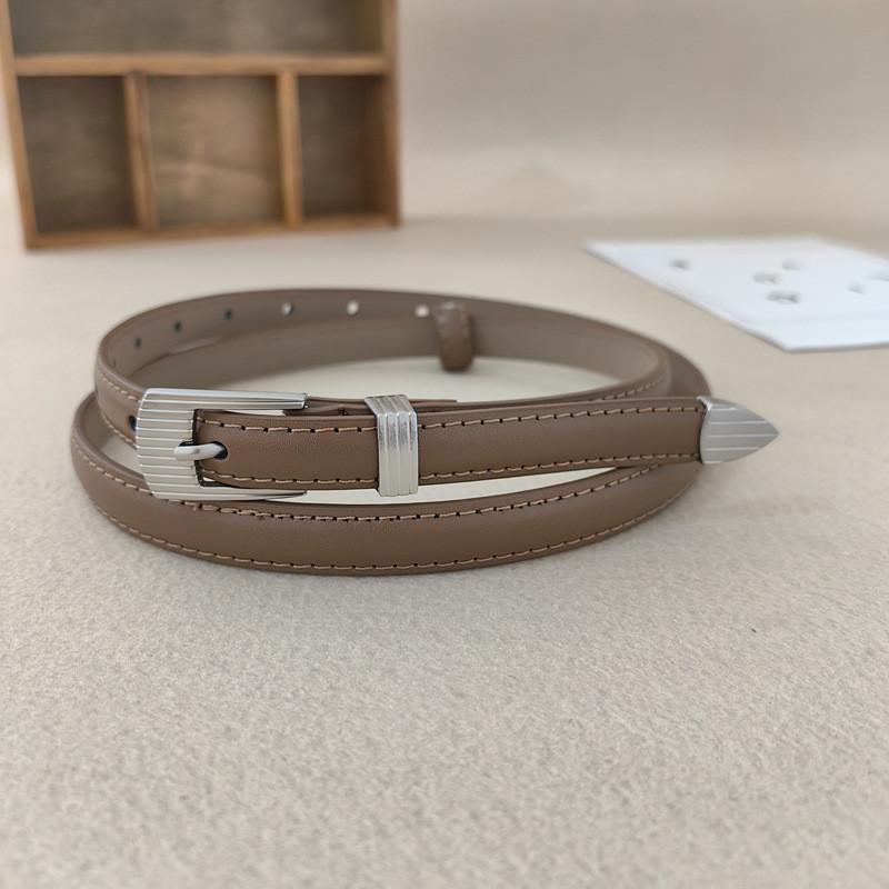 Leather Casual Womens Belt With Silver Buckle For Jeans And Office Gift Wear