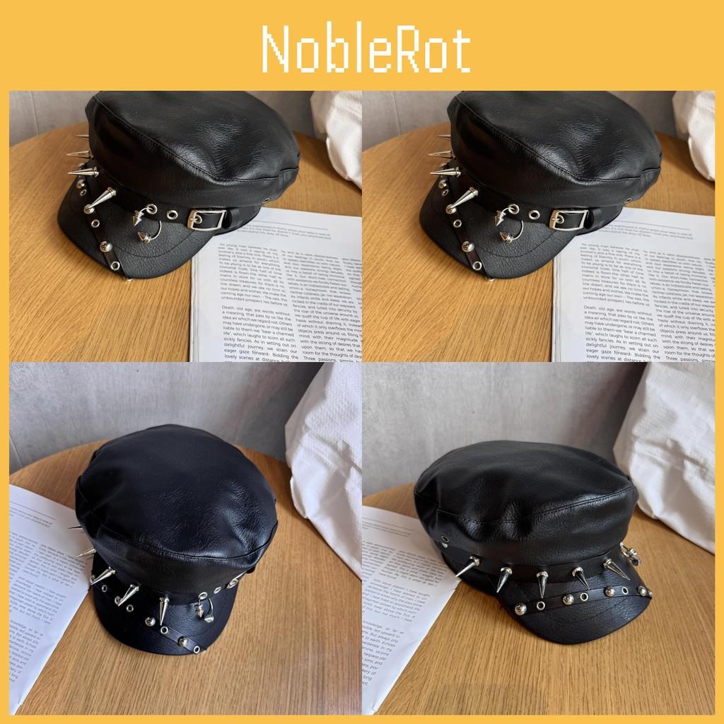 Rivet Color Solid Alternative Streetwear Flat Top Hat Waterproof Punk Fans Goth