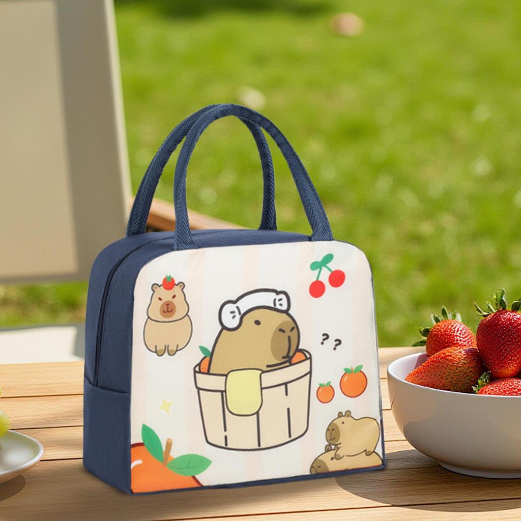 Capybara Lunch Bag Cute Capybara Thermal Lunch Bag Student Portable Insulated Picnic Bag Large Capacity Insulated Lunch Bag
