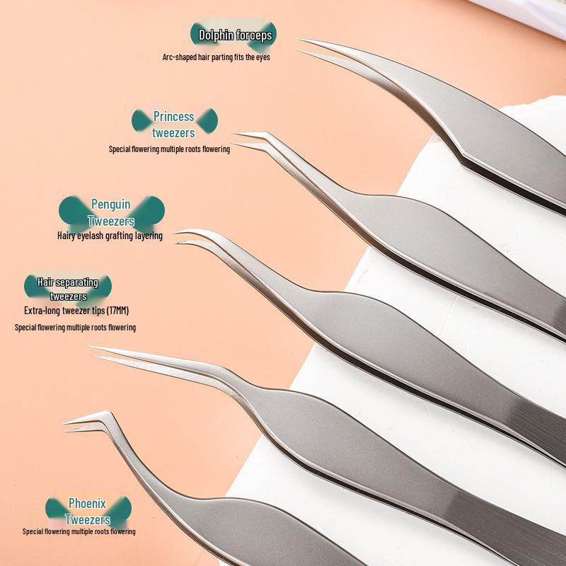 High-Precision Stainless Steel Blooming Eyelash Tweezers for Technicians