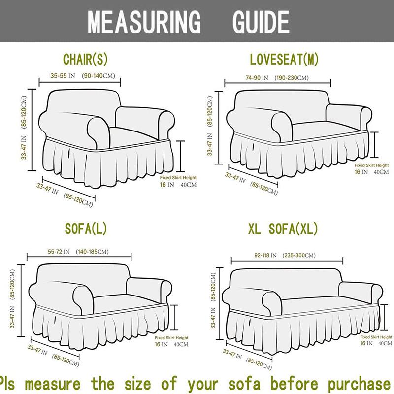 High Elastic Stretchable Cushion Couch Sofa Cover with Skirt Seersucker Sofa Slipcover Easy Fitted  Furniture Protector
