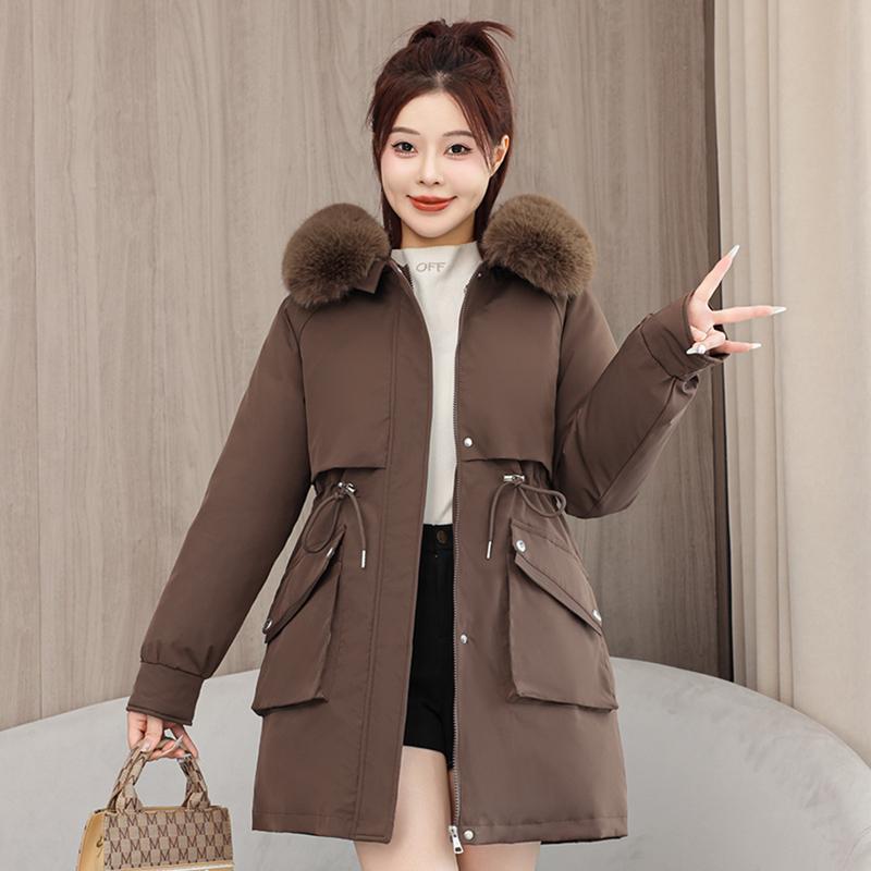 Autumn Winter Thicken Warm Parka Women Casual Sweety Solid Color Big Pocket Loose Hooded Coat Jackets Outwear